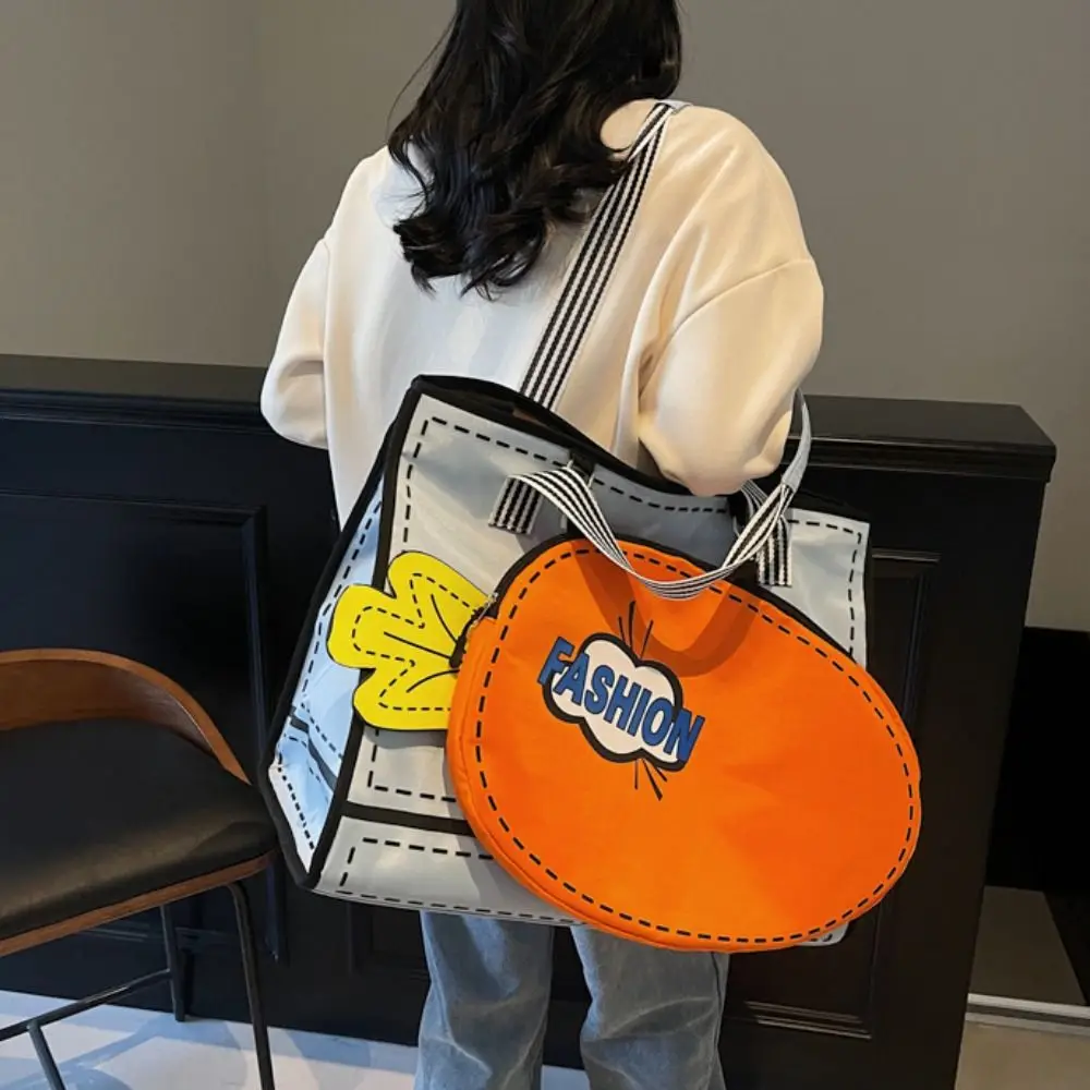 

Casual Large Capacity Sport Racket Storage Bag Comic Canvas Fitness Shoulder Bag Korean Style Removable Carrot Bag Girls
