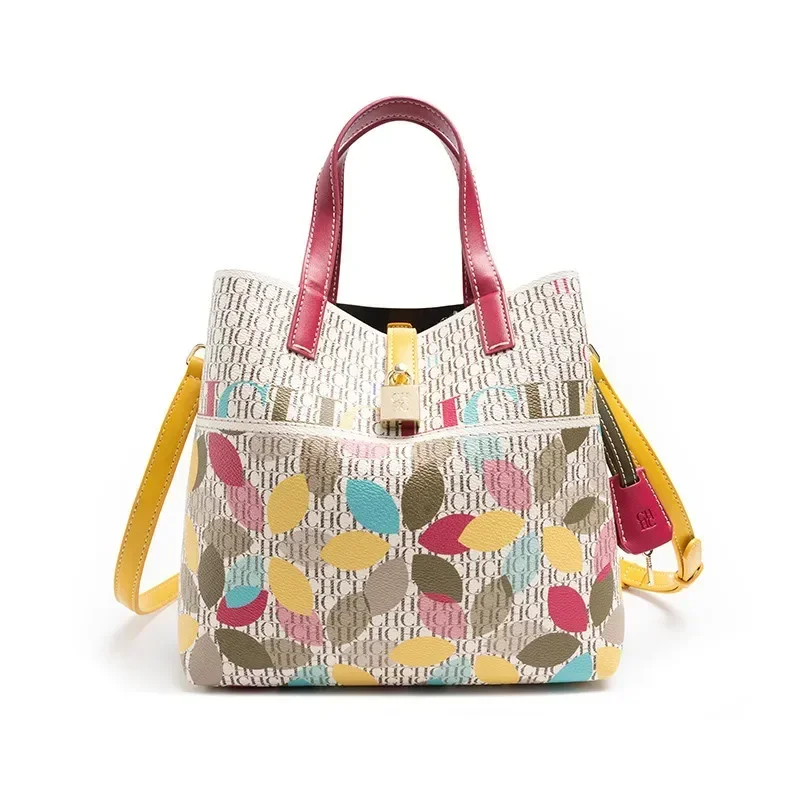 Women's Shoulder Large Capacity Bag Exquisite Flower Printed Women's Leather Bag Fashion Design New 2025 Women's Handbag Printed