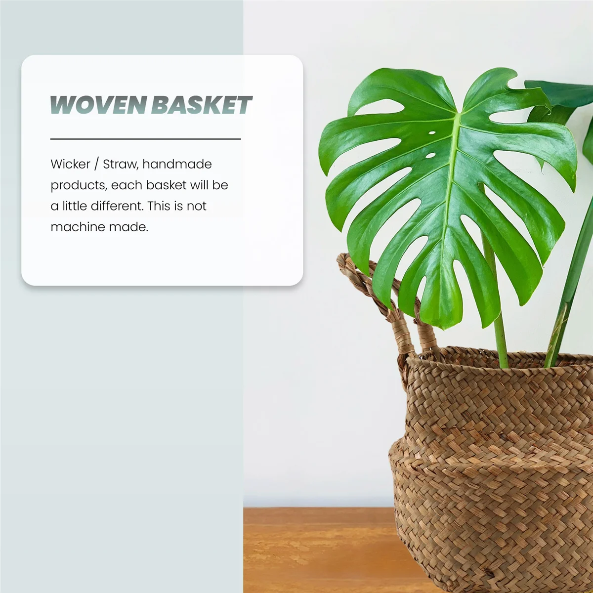 Woven Straw Belly Basket for Storage Plant Pot Basket and Laundry, Picnic and Grocery Basket