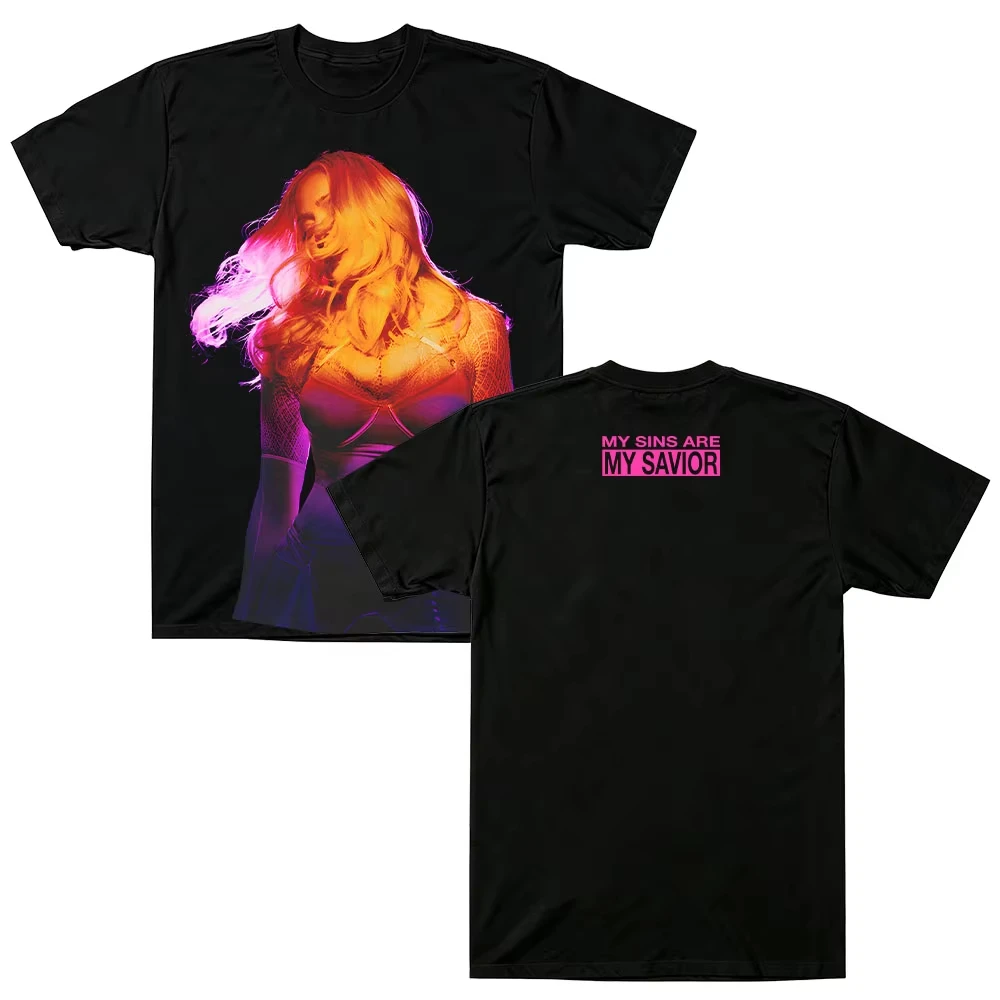 Y2k Vintage T Shirts My Sins Are My Savior Tee Madonna Portrait Graphic Tees Pop Singer Tour Print Casual Oversized Clothing