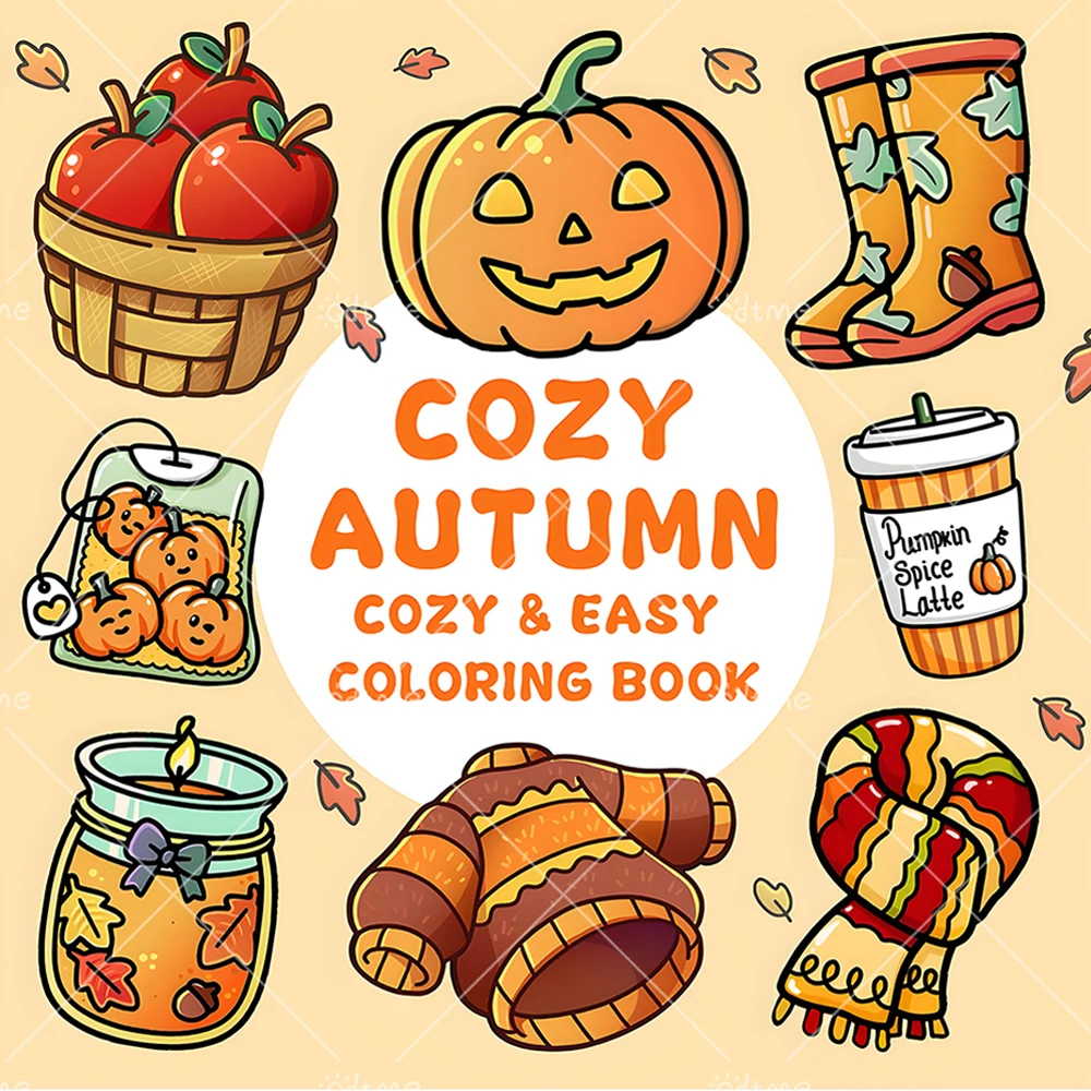 كتاب تلوين مريح للخريف للبالغين يتميز بـ 24 صفحة أنشطة يومية مريحة لطيفة للاسترخاء للأطفال كتب رسم ذاتية الصنع