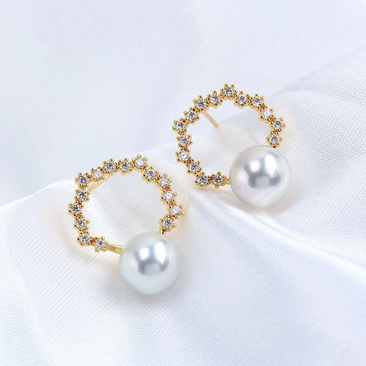 Elegant Fairy Style Women Brass 14K Gold Filled Song Hye Kyo Inspired Blank Setting Handmade Findings For DIY Pearl Stud Earring