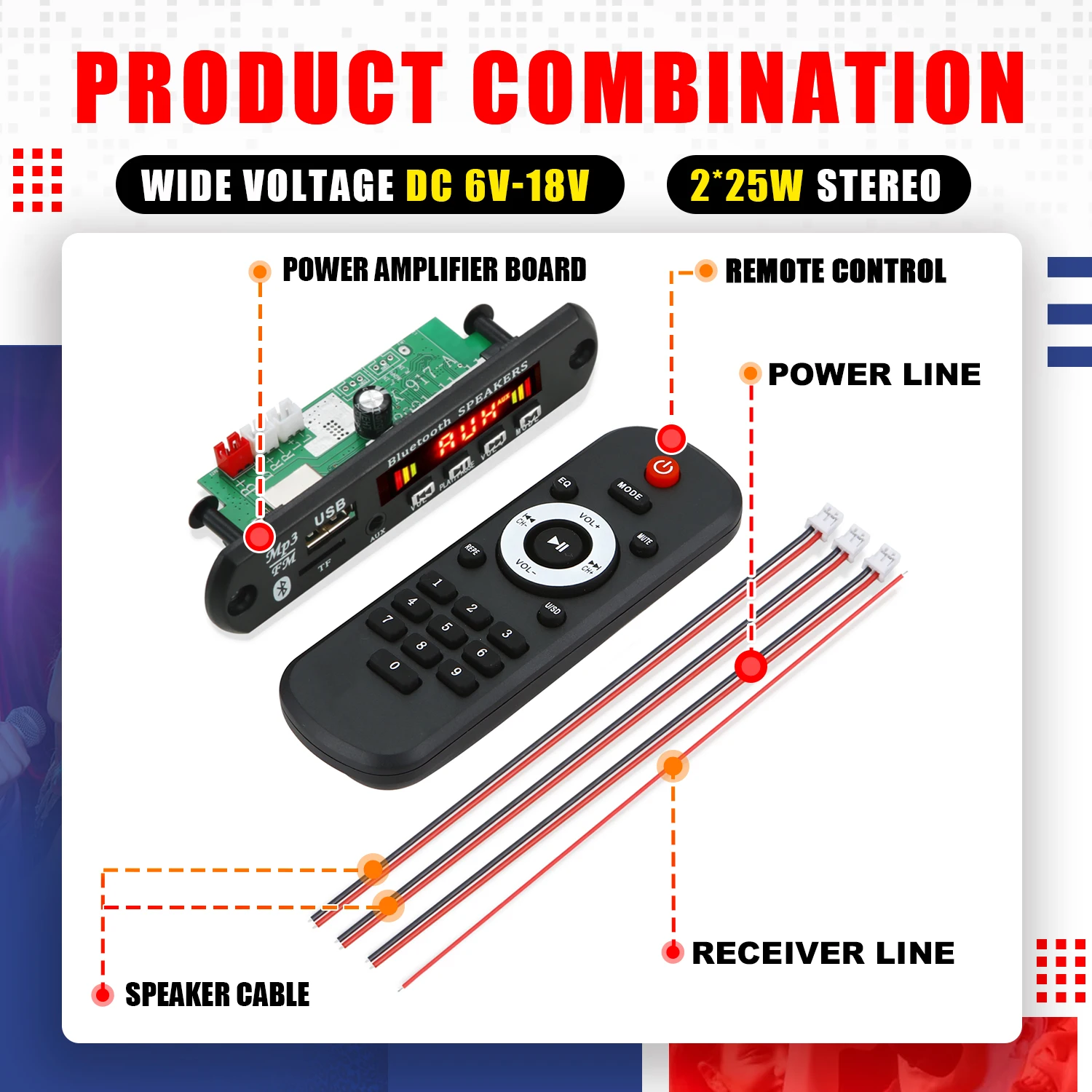 80W 120W Amplifier MP3 Player Module Bluetooth 5.0 Decoder Board 12V 50W 40W Amplifier Car FM Radio Module mp3 players Handsfree