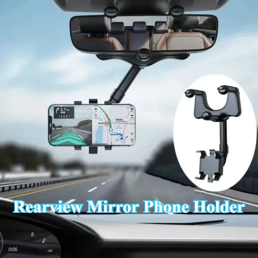 Car Phone Holder 360 Rotation Rearview Mirror Smartphone Mount Support in Car GPS Navigation Bracket For iPhone Samsung Xiaomi