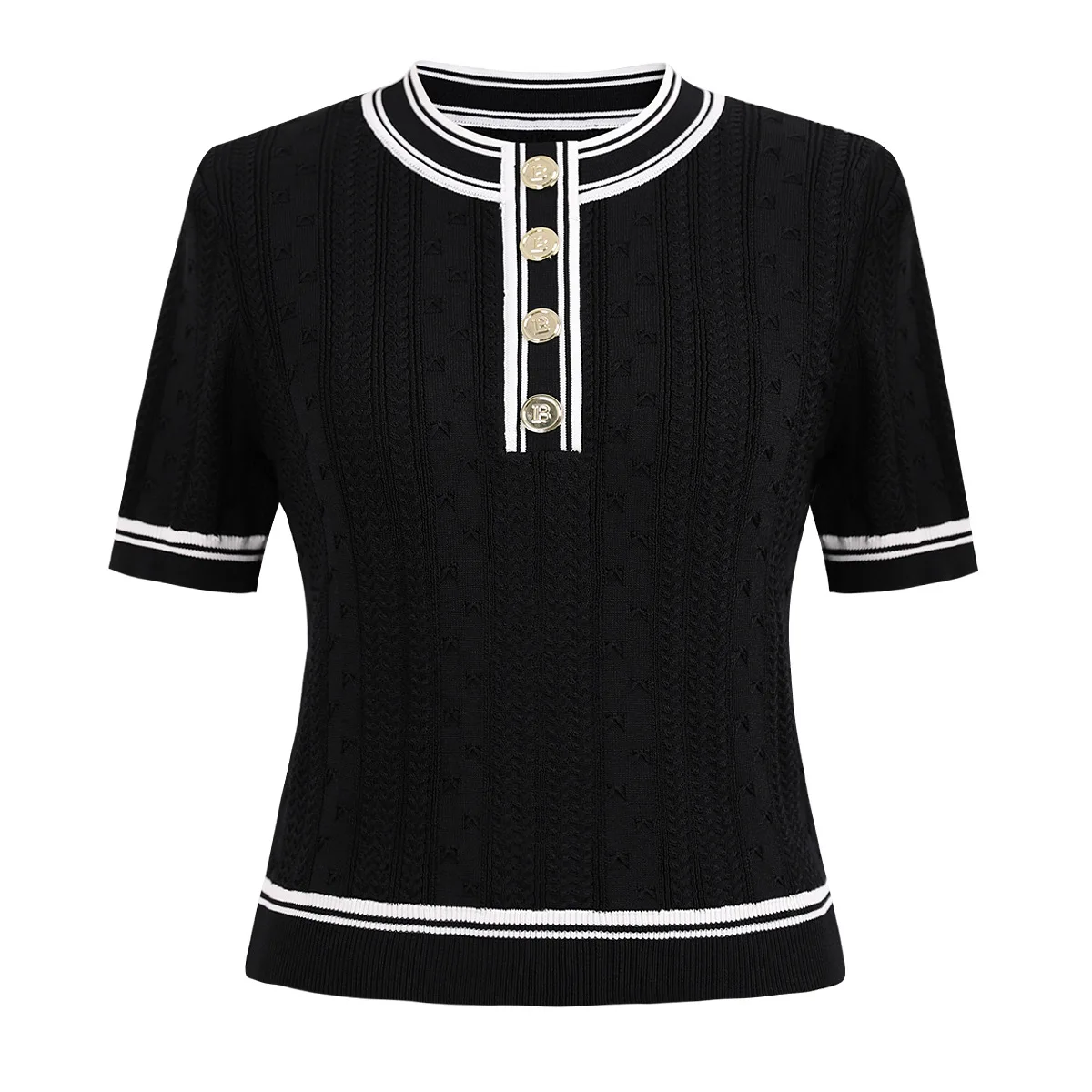 Camiseta versátil clásica de alta calidad a la moda para mujer con punto de calidad personalizado, suéter de punto superior