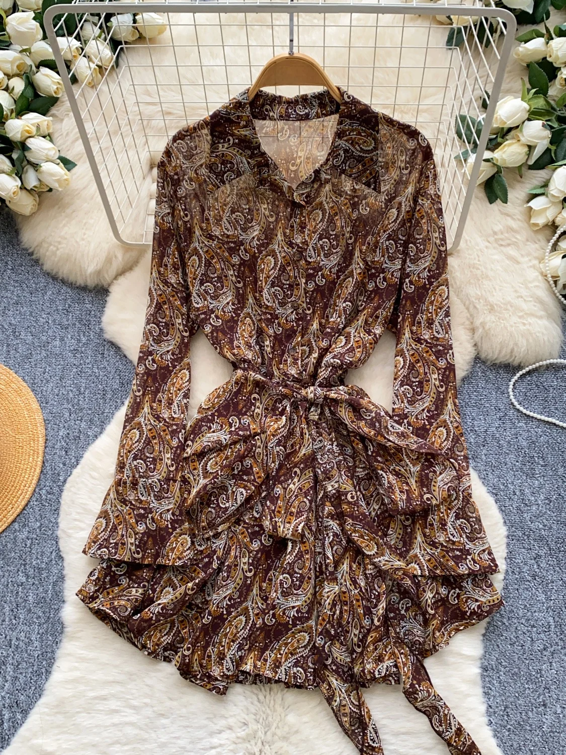Korean Style A Line Shirt Dress - Robe pour femme inspirée du style