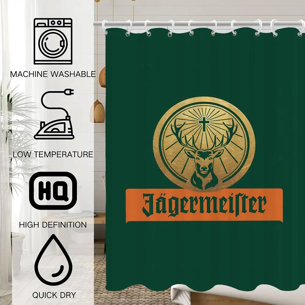 Cortina de ducha clásica J-Jagermeister con diseño de lata, impermeable y resistente al moho, de poliéster, duradera, para baño