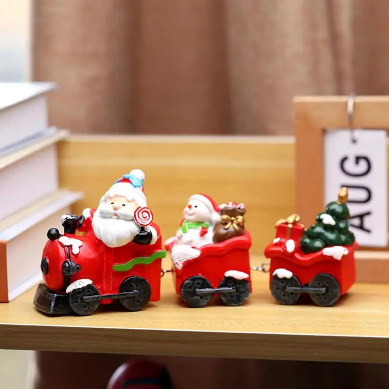 

Christmas Toy Train Set Christmas Pattern Christmas Decoration Resin Small Train Set Christmas Train Figure Educational Toys