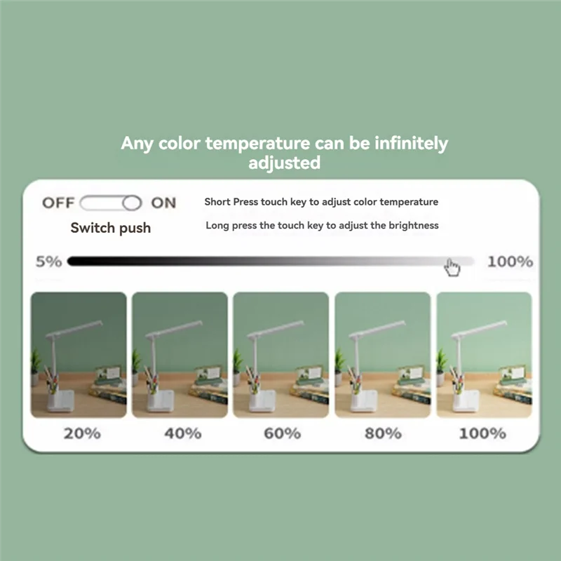 

LNHF LED Desk Lamp Light With 2 Pen Holders Dimmable 3 Color Modes Eye-Caring Table Lamp For Office Home Reading Study