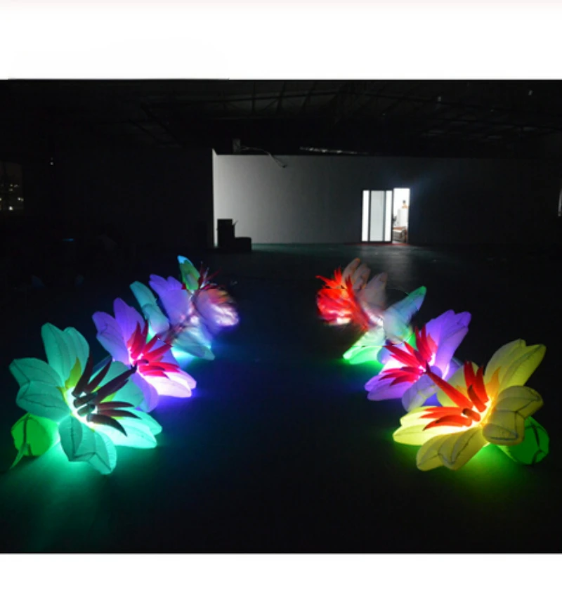 Flower Chain  6m Long(6 Flowers)inflatable  Inflatable Led Flower With 16 Color Lights For Wedding Backdrop Party Decoration