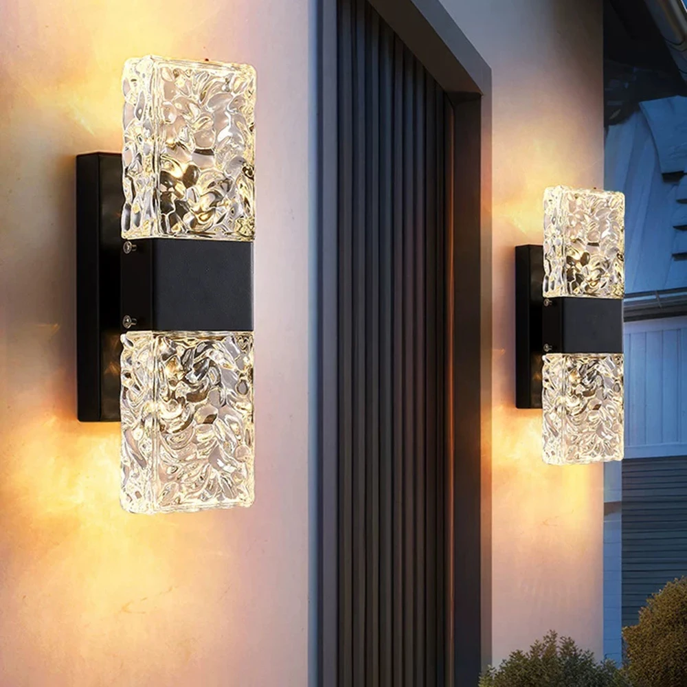 Outdoor Waterproof Wall Lamp Modern Light K9 Crystal Wall Lamp Outdoor Courtyard Garden Exterior Wall Villa Door Pillar Lamp