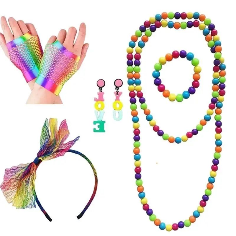 

39BB женский костюм 80-х годов, комплект аксессуаров для костюма, ажурные перчатки, ожерелье, браслет, подарок