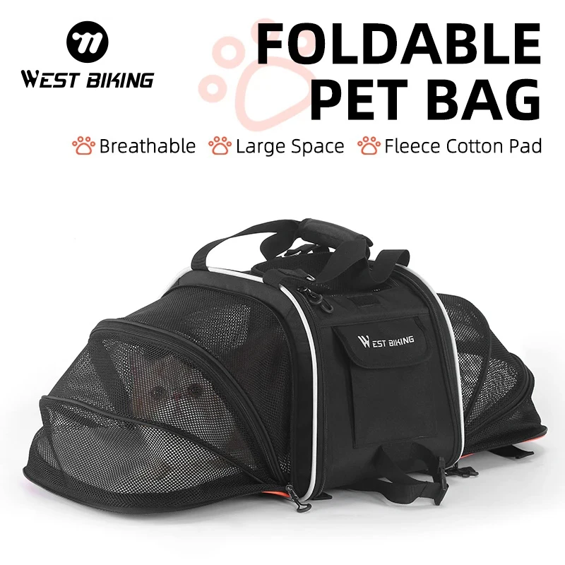 WEST BIKING Foldable Pet Bag Bicycle Saddle Bag Outdoor Camp Travel Cat Dog Carrier Bag Large Capacity MTB Road Bike Trunk Bag