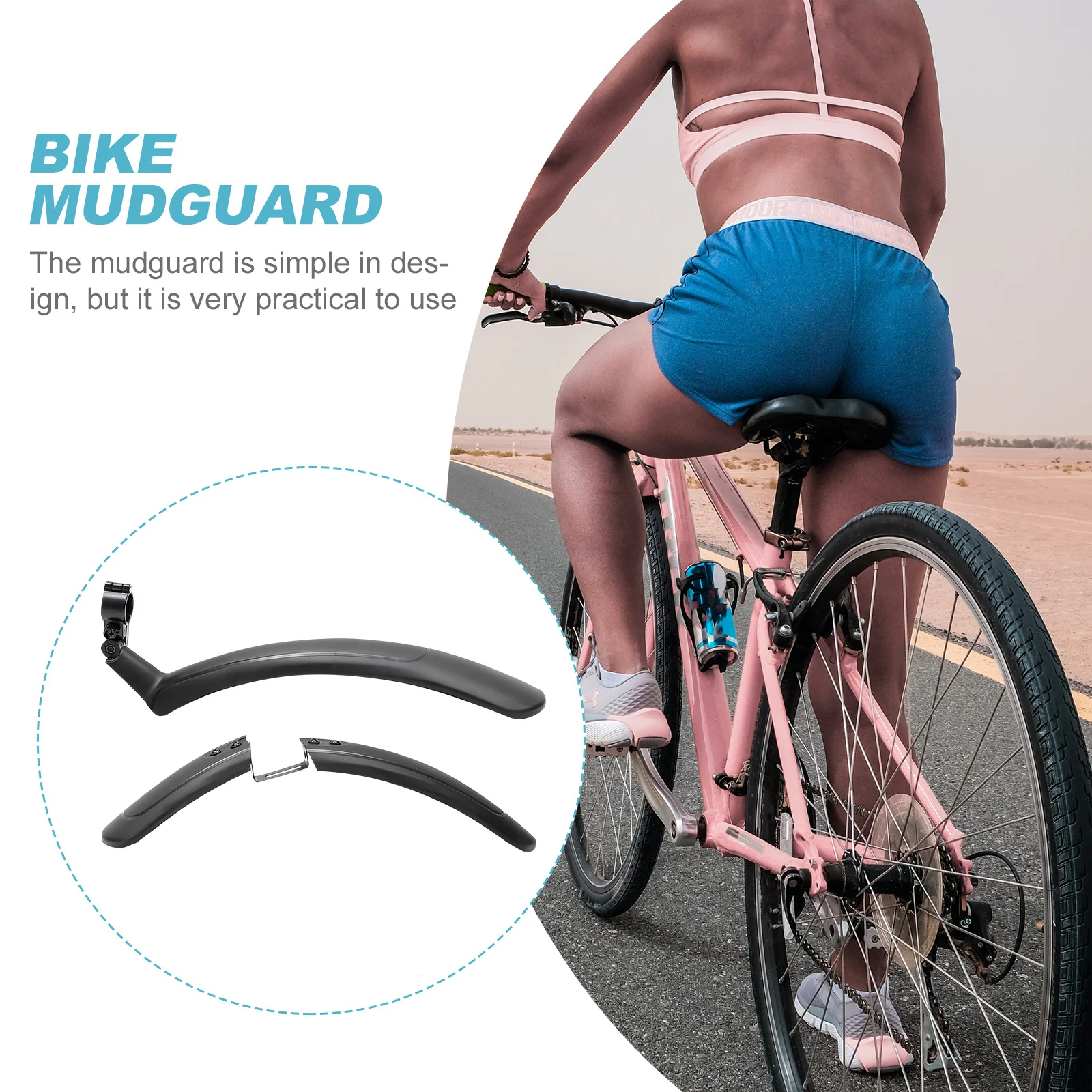

Durable Plastic Mountain Bike Mud Guard 26 Inch Rear Seat Post Frame Spar Mounted Mudflap Universal Fit for Bikes