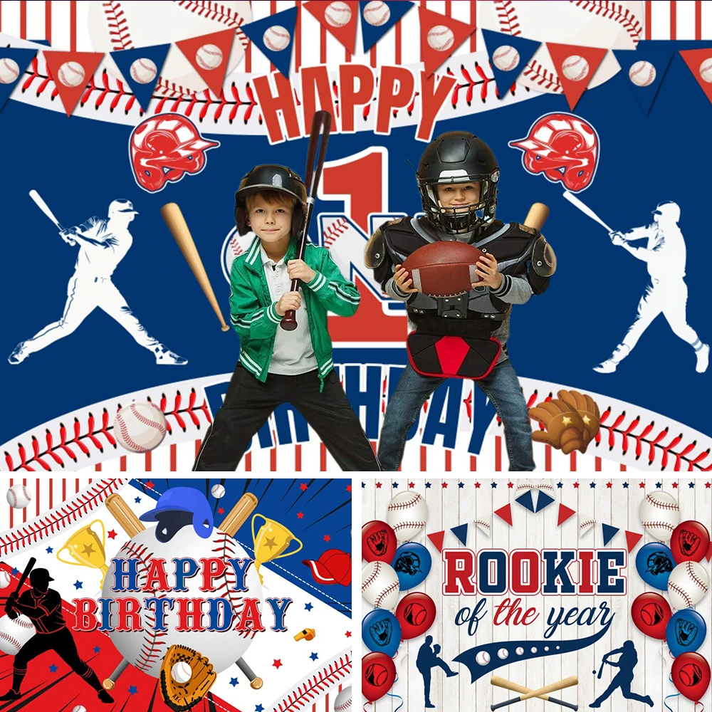 

Baseball Theme Baby Birthday Backdrop Photography Kids Teens Classic Sports Party Decor Background Portrait Photographic Props