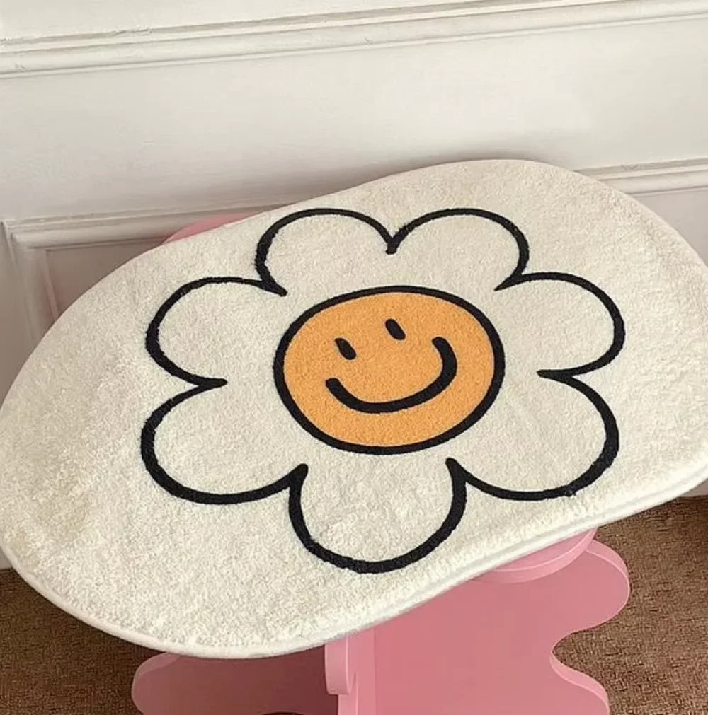 VIKAMA Simple Flower Pattern Carpet Comfortable And Warm Bedside Rug For Bedroom, Entrance Floor Mat, Home Decoration