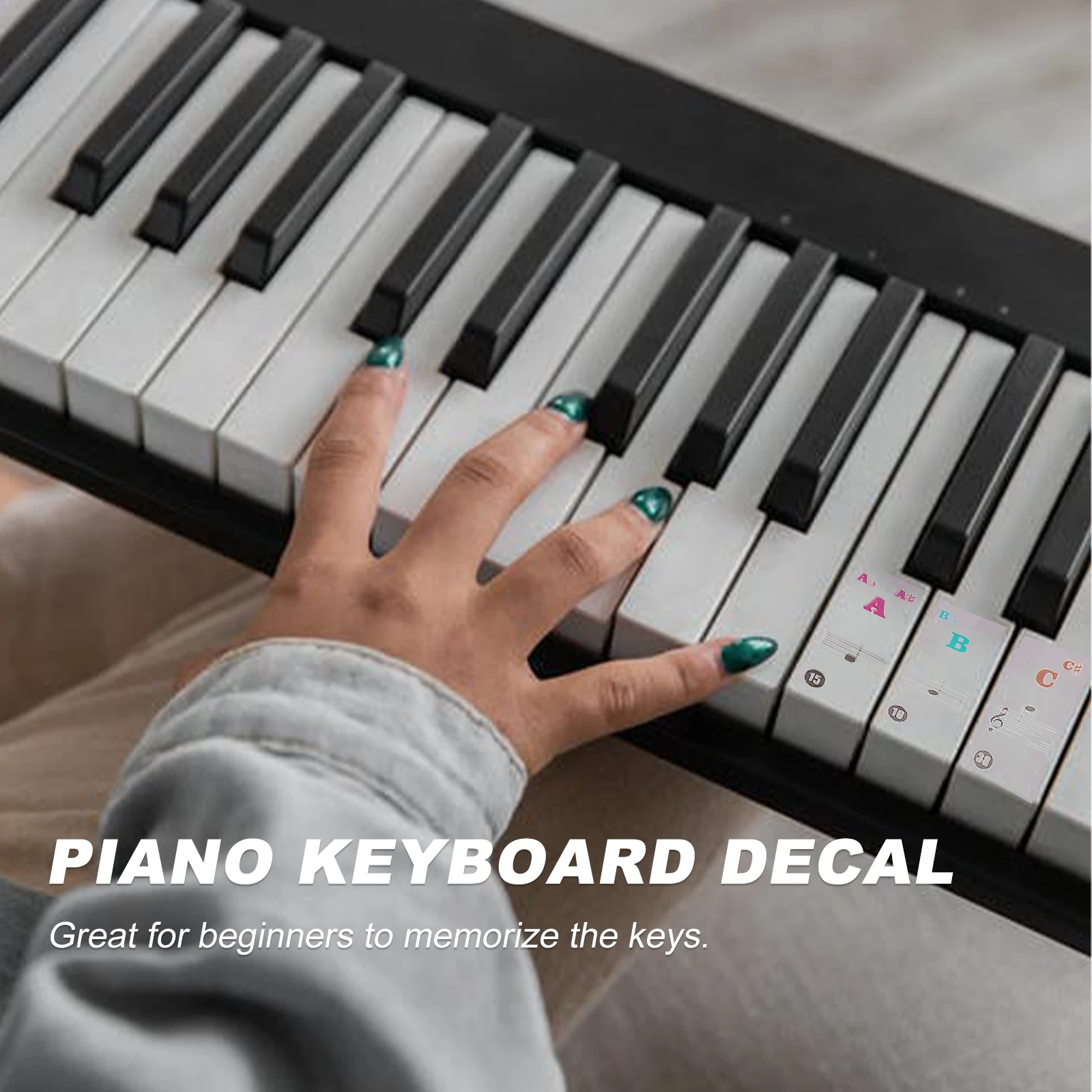 

2pcs Keyboard Sticker For Beginner Large Font Pvc Key Decal Easy Paste Tear No Residue Suitable For Electronic Organ