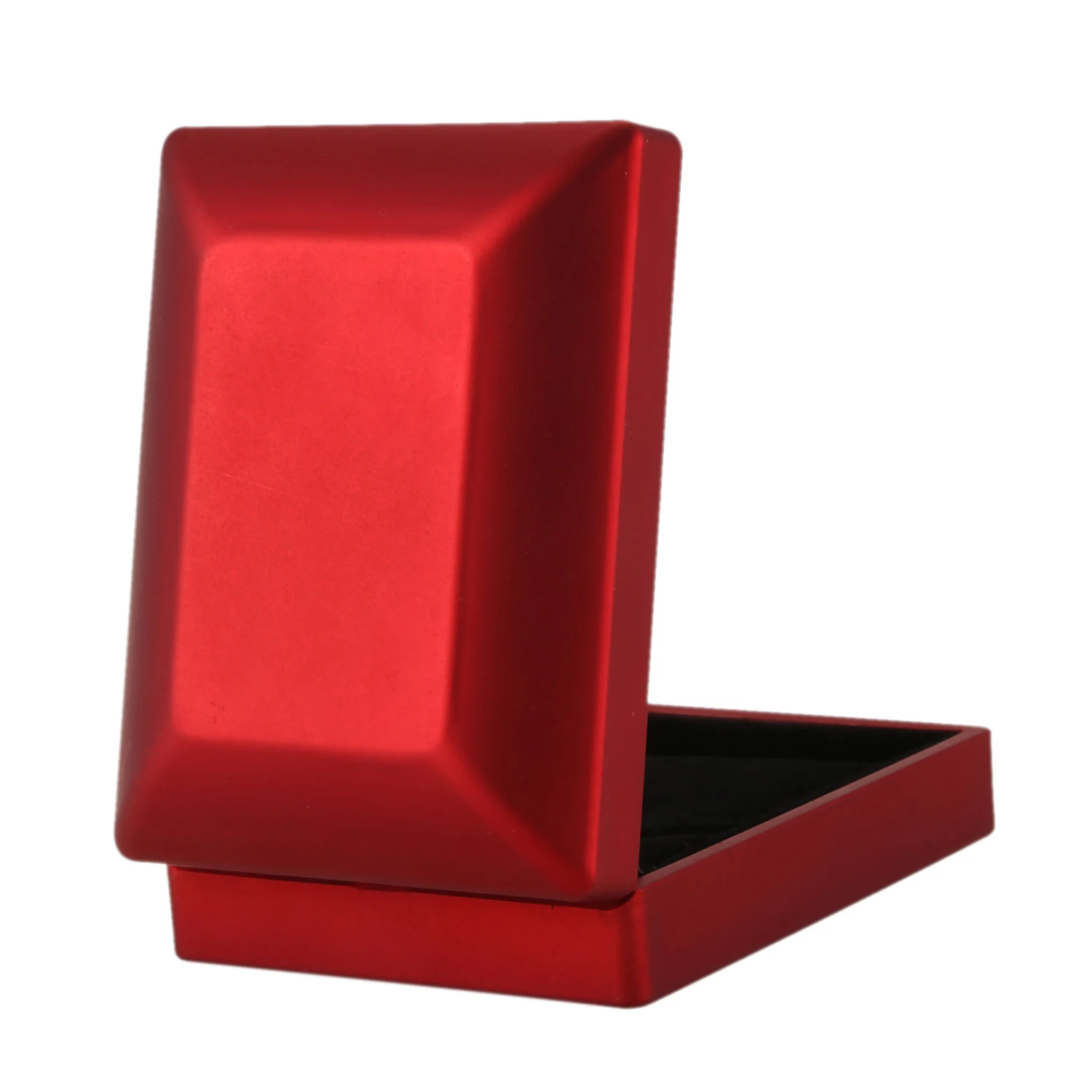 HLES LED Lighted Necklace Box Rubber + Plush Pendant Case for Jewelry Display Wedding Valentine's Day Gift (Red)