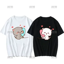 Lovely Peaches and Ash Ash T Shirt Gray Admit Mistake Tshirt Super Cute Peach Cat Cartoon Couple Print T-shirt Unisex cotton Tee