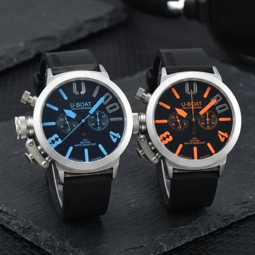 U-BOAT Italo Fontana Quartz Chronograph Watch Men's 44mm Silicone
