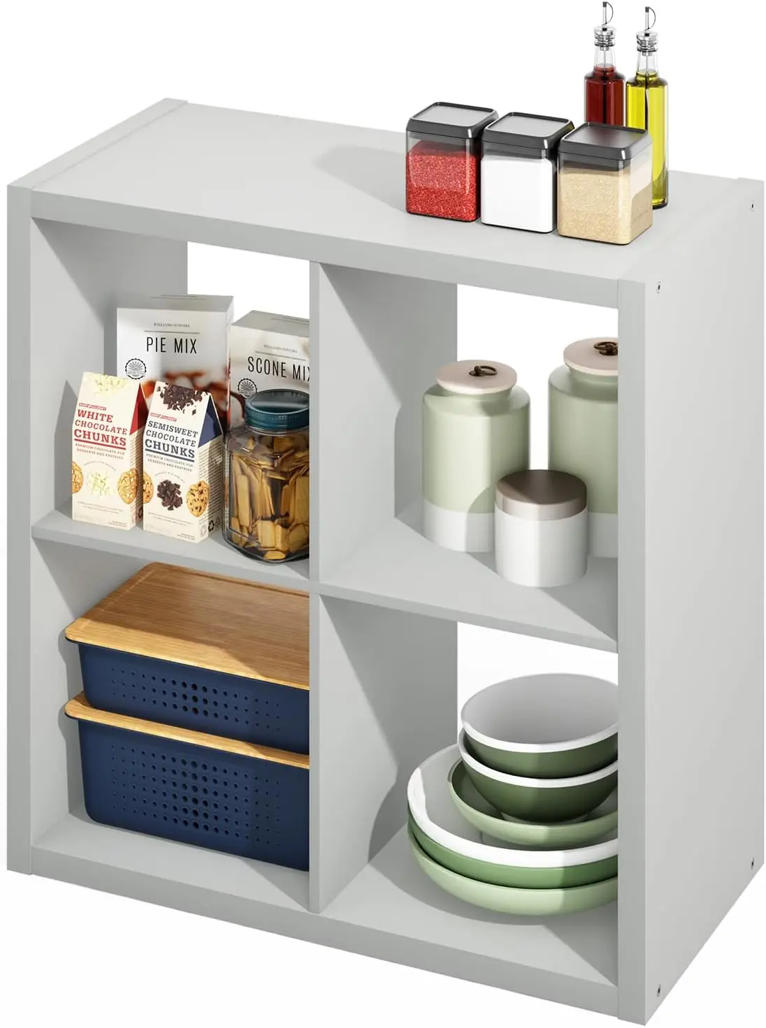 

HERMITE Kitchen Island, 4-Cube Coffee Bar, Extra Thick Kitchen Storage, Bakers Rack, for Pantry Organizers and Storage,