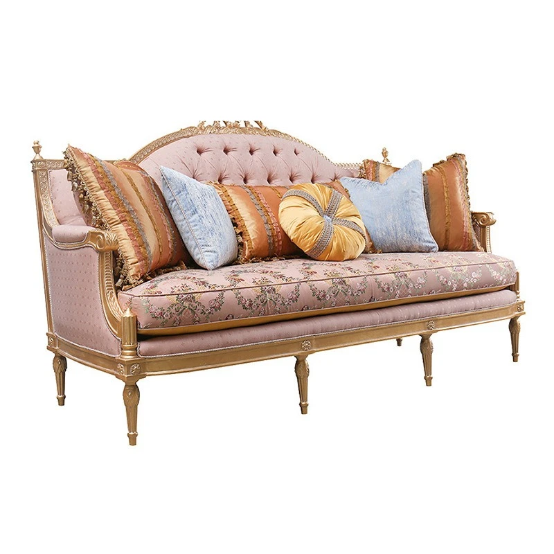 

Retro fabric sofa European retro handmade embroidered sofa combination complete furniture