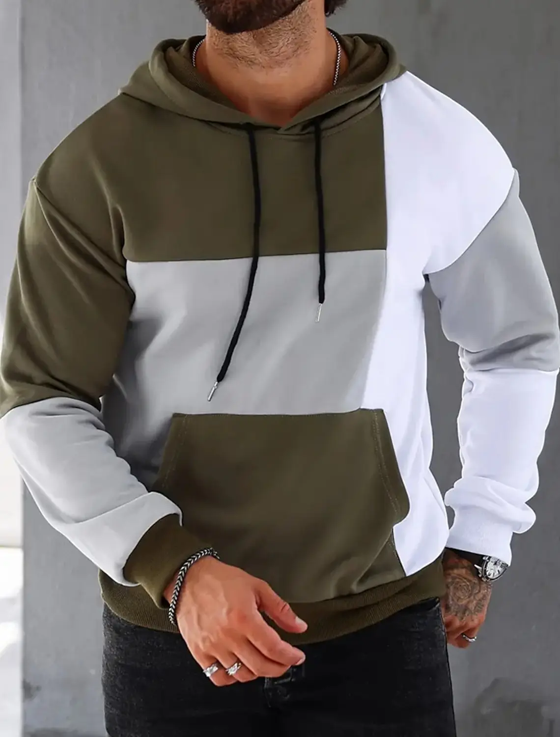 Men's Hoodie Hooded Color Block Pocket Sports & Outdoor Streetwear Cool Casual Spring & Fall Clothing Apparel Hoodies Sweatshirt