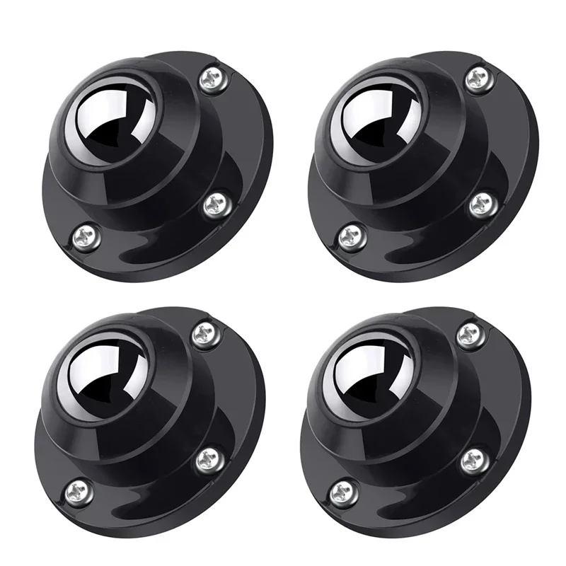 4 Piece 1 Inch Universal PulleySelf-Adhesive Furniture Rollers For Furniture Low Profile Swivel Wheels Black For Box Cabinet