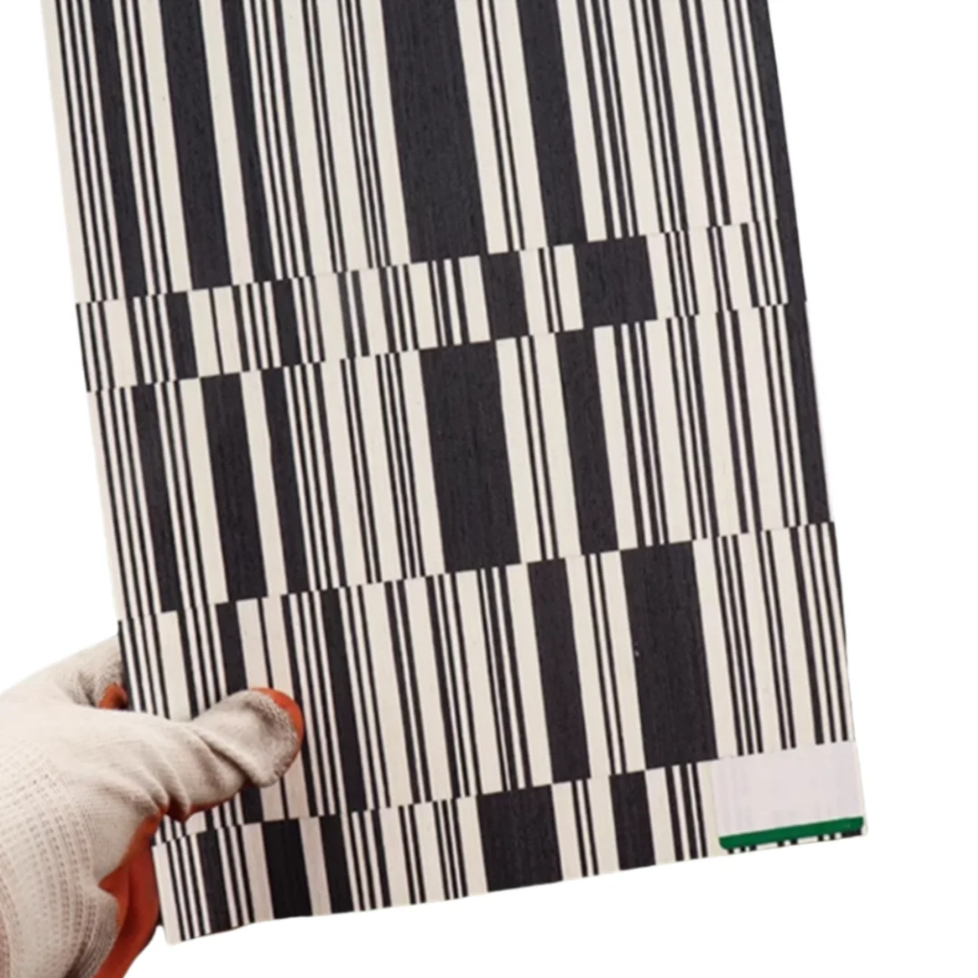 الحجم: 2.5x0.58 متر السُمك: 0.5 مللي متر أنيق أسود أبيض مخطط قشرة خشبية إبداعية أثاث منزلي مصنوع يدويًا مواد ديكور ذاتية الصنع #5