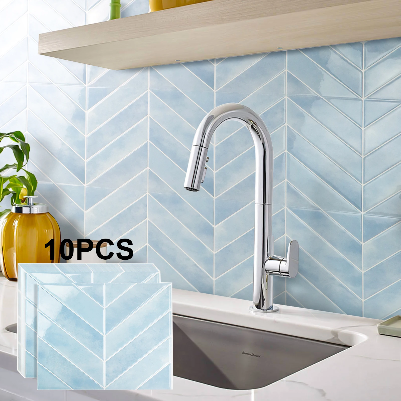 10pcs Peel and Stick Backsplash, Stick on Wall Tiles, Self Adhesive Tile Sticker for Kitchen Backsplash and Bathroom