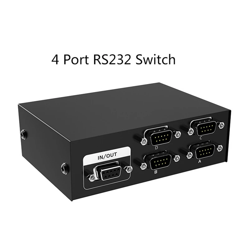 Ports RS232 Switch DB9 Pin COM Port Sharer 4 In 1 Out Serial Port Sharing Device Button Switch Durable