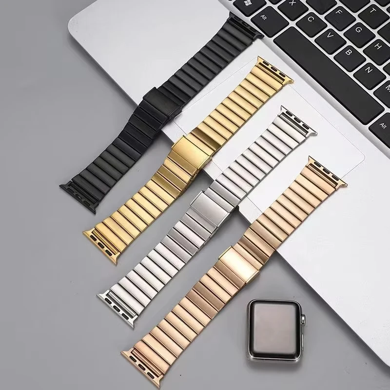 ステンレススチール製メタルバンド Apple Watch 38/40/41mm 42/44/45/46/49mm対応 リストバンド ブレスレット iWatch シリーズ 9 8 7 6 5 4 SE用ストラップ