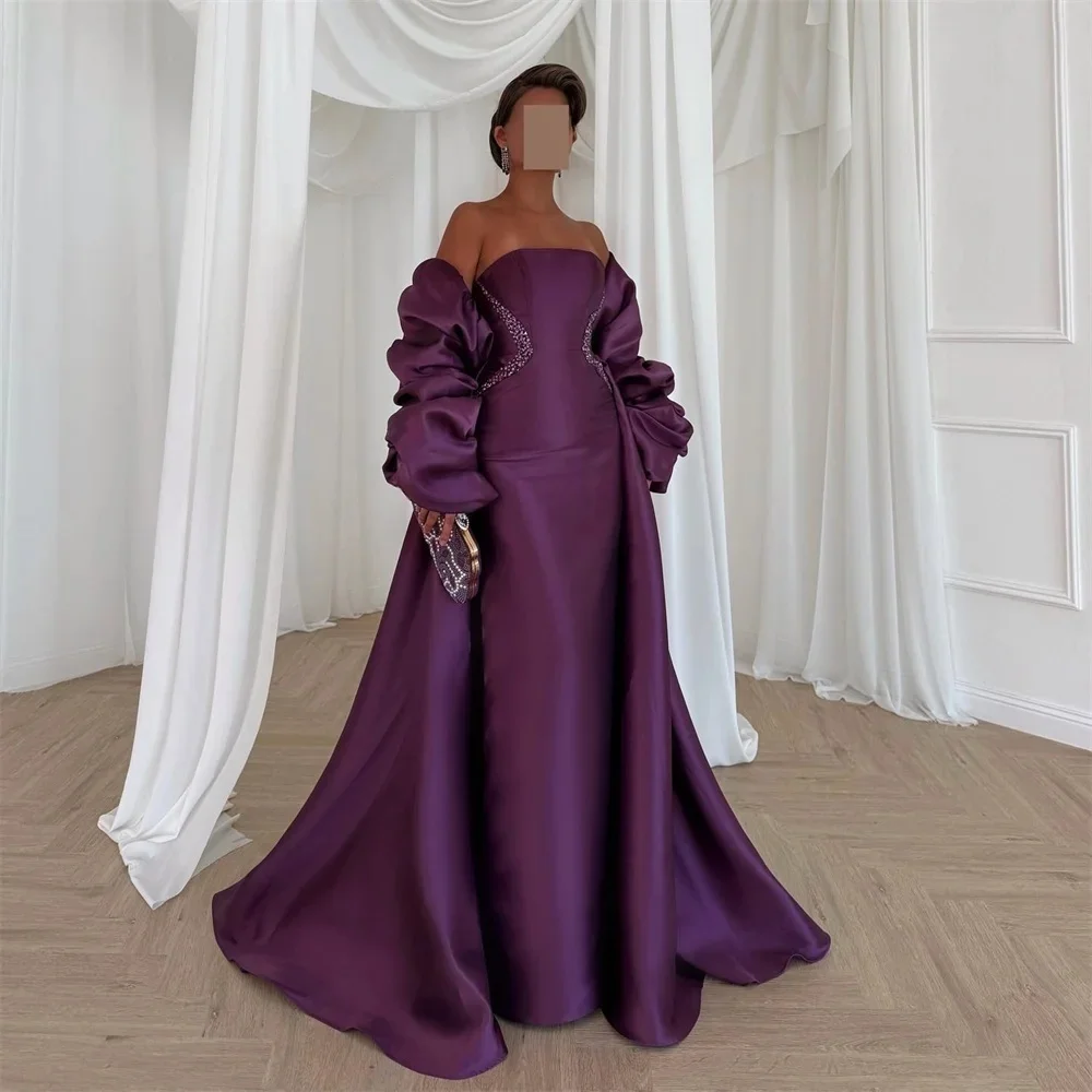 JDY Personalizzazione Abito da sera di lusso con spalle scoperte in raso viola, abito da cerimonia nuziale elegante فساتmavera