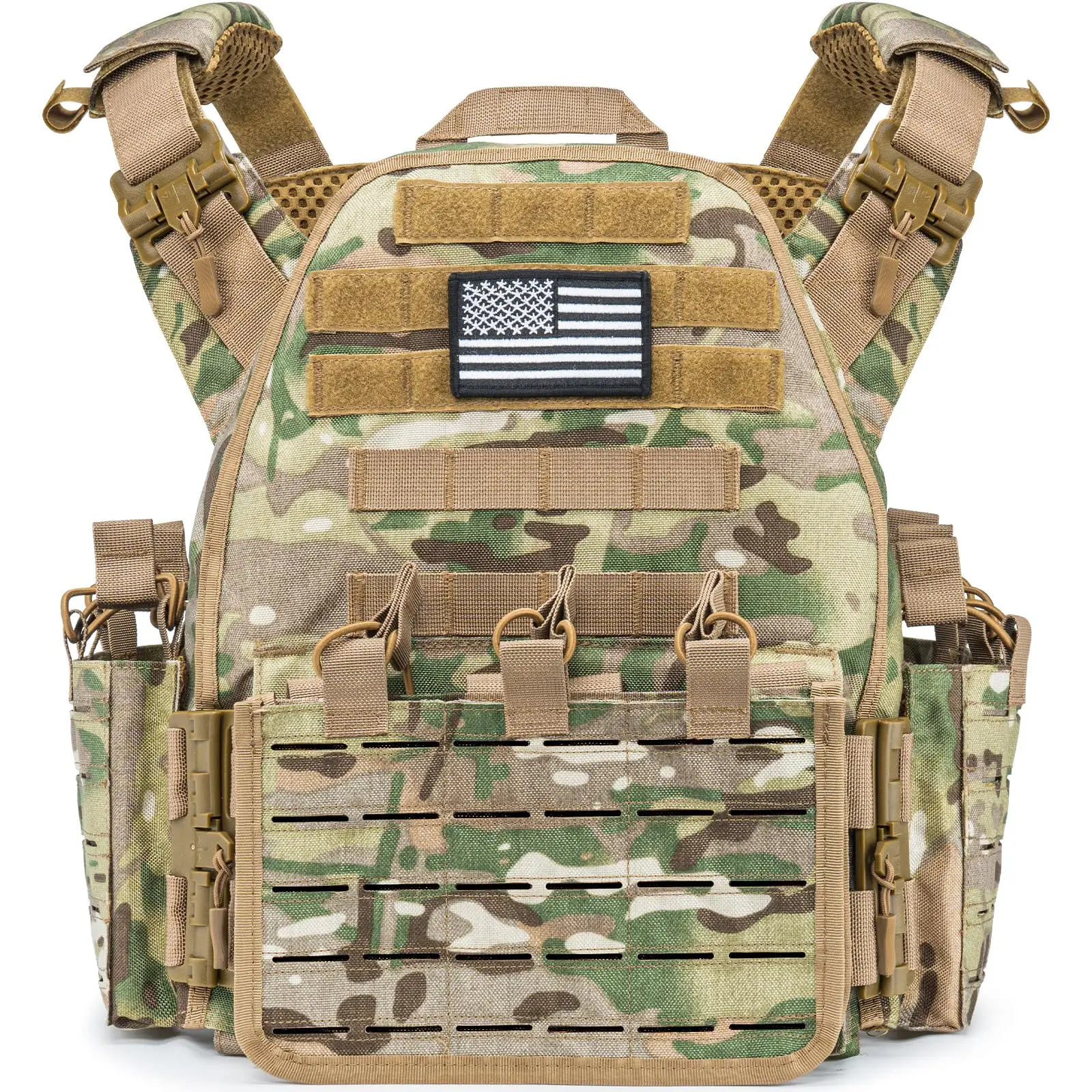 

Tactical Vest Quick Release Airsoft Vest Adjustable With Molle System Men Breathable Camo Nylon Fabric For Various Outdoor