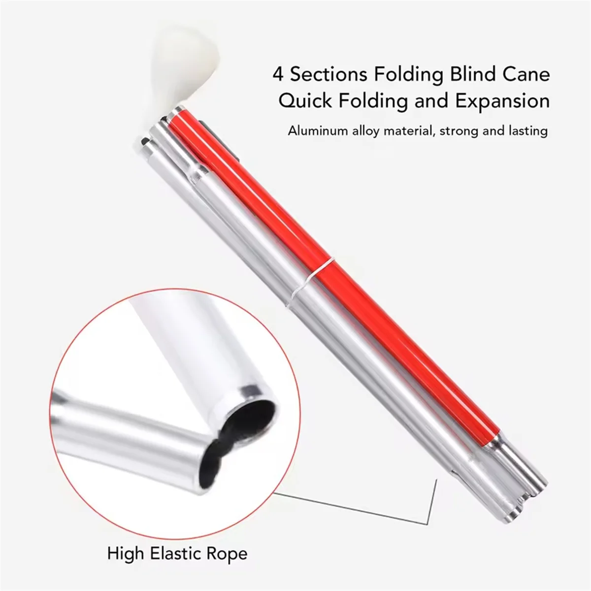 

A002 Folding Guide Cane with Red Reflective Electronic Voice Obstacle Avoidance Blind Cane for Blind People English Version
