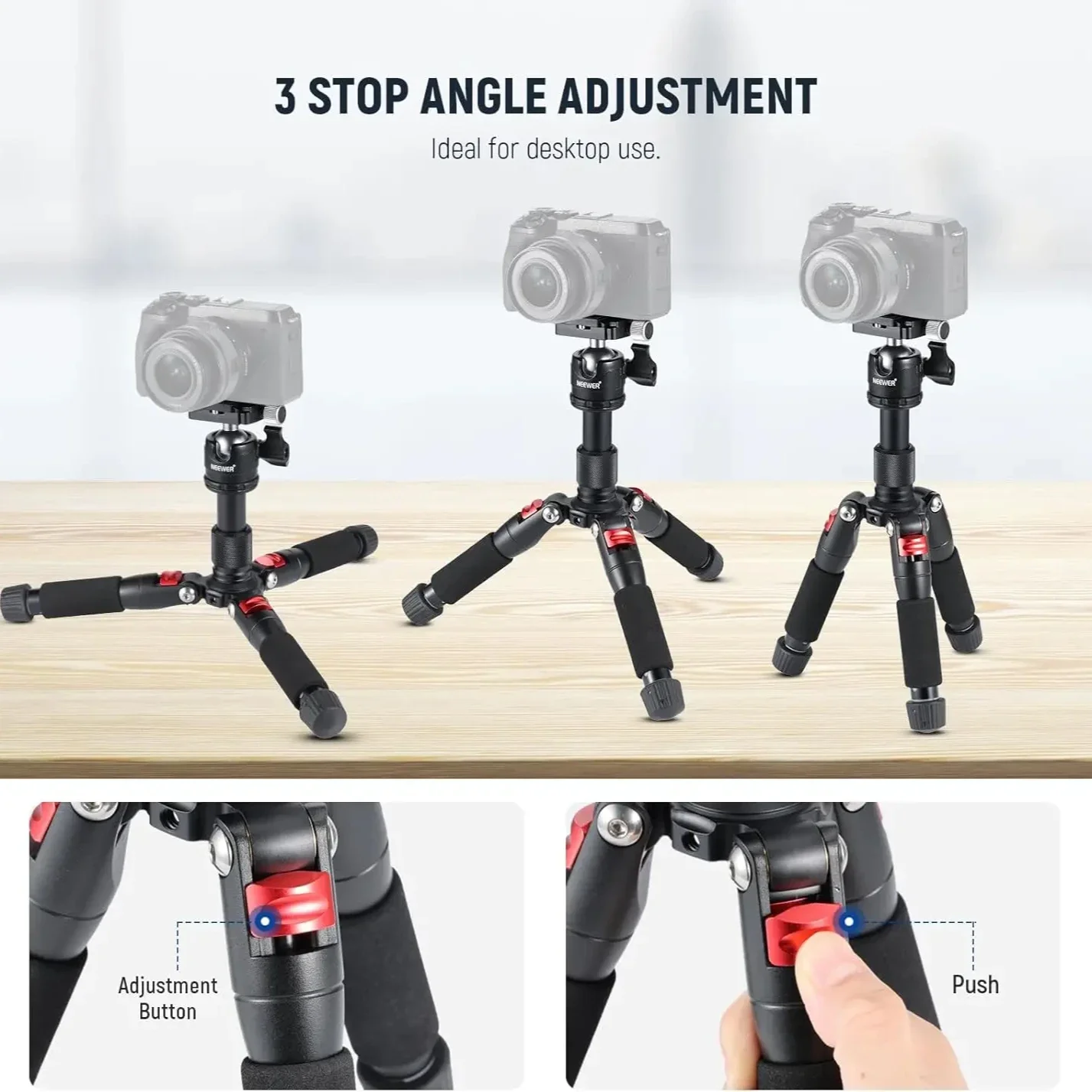 

Мини-настольный штатив NEEWER с держателем для сотового телефона для iPhone, DSLR-видеокамеры, портативный портативный 20 см/50 см, маленький размер