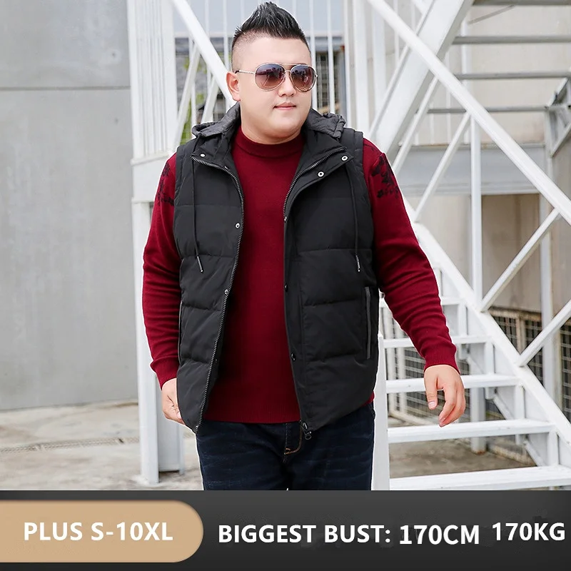 

10XL 9XL 8XL Waistcoat Thick Black Sleeveless White Duck Down Vest Warm 7XL 6XL Plus Size Red Outwear Oversized Winter Hoodies