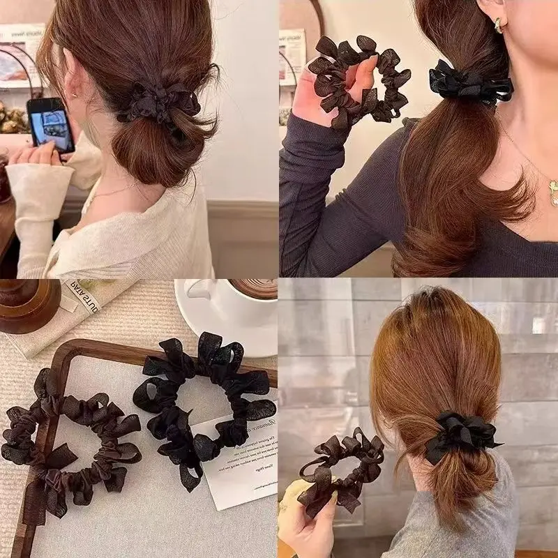 

Lace Wrapping Headband Rubber Band Hair Accessories For Women Simple Bow Small Intestine Hair Ring Women High Elastic Hair Rope