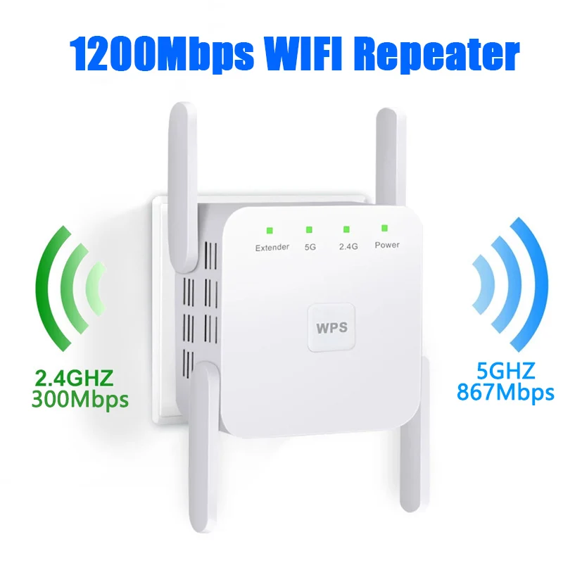 1200Mbps 5Ghz Wireless WiFi Repeater Booster 2.4G Wi-Fi Signal Amplifier Extender Router Network Wlan WiFi Repetidor