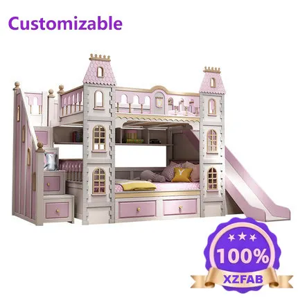 Factory Direct 2026 Customizable Full Solid Wood Upper and Lower Bed Bunk Bed High and Low Bed Two-story Princess Dream Castle S