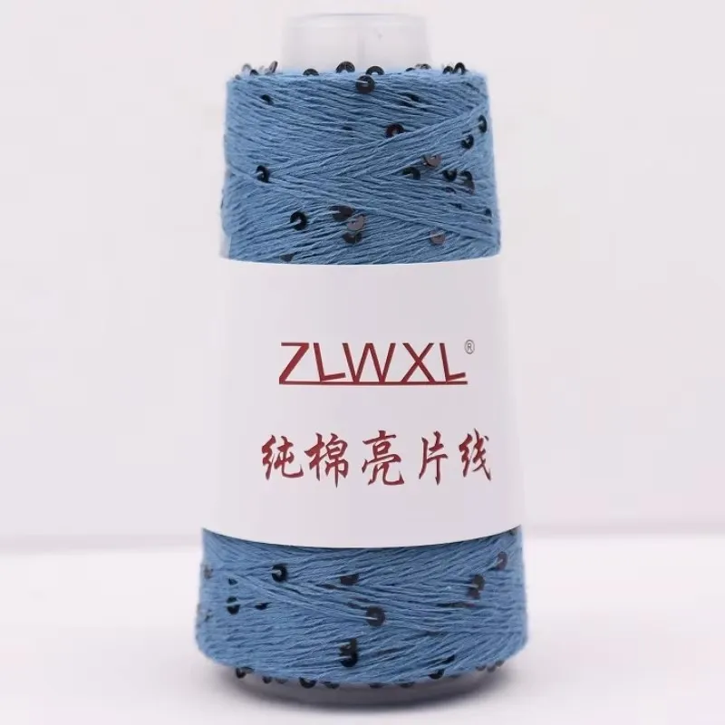 

Хлопковая пряжа с блестками 3 мм, 500 г, 4000 м, вязаное украшение своими руками, вязаная крючком пряжа для вязания