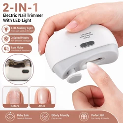 Electric Nail Clipper For Baby Adult Automatic Nail Trimmer Cutter Polisher With LED Light Portable Manicure Polishing Tool