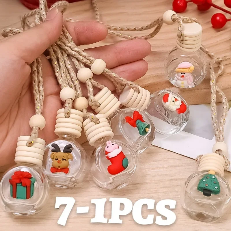 10ml Perfume Bottle Pendant Christmas Car Auto Rearview Mirror Decoration Galss Empty Bottle Aromatherapy Essential Oil Bottle