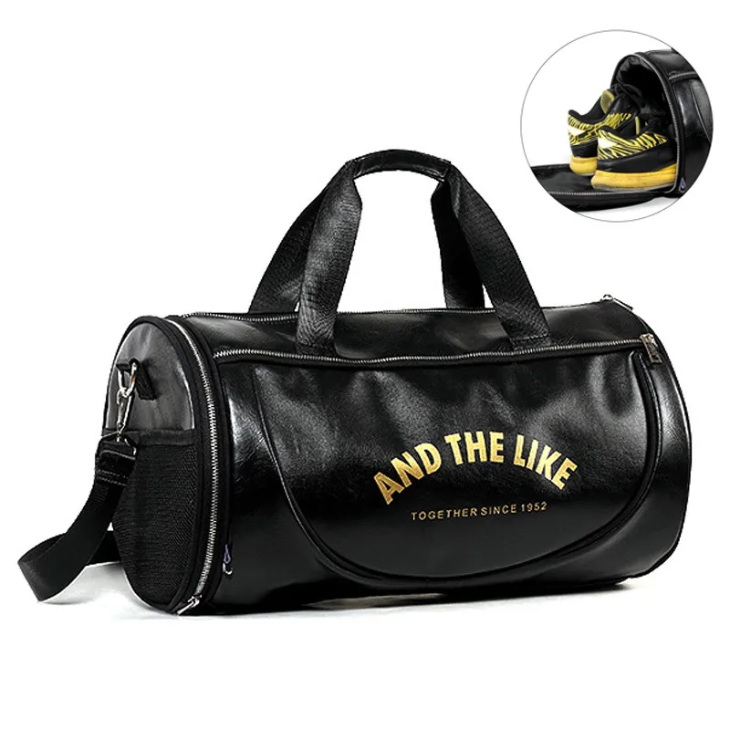 Men Gym Bag PU Leather Bags Striped Basketball Training Fitness Tas Travel Luggage Handbag Sac De Sport For Women Yoga