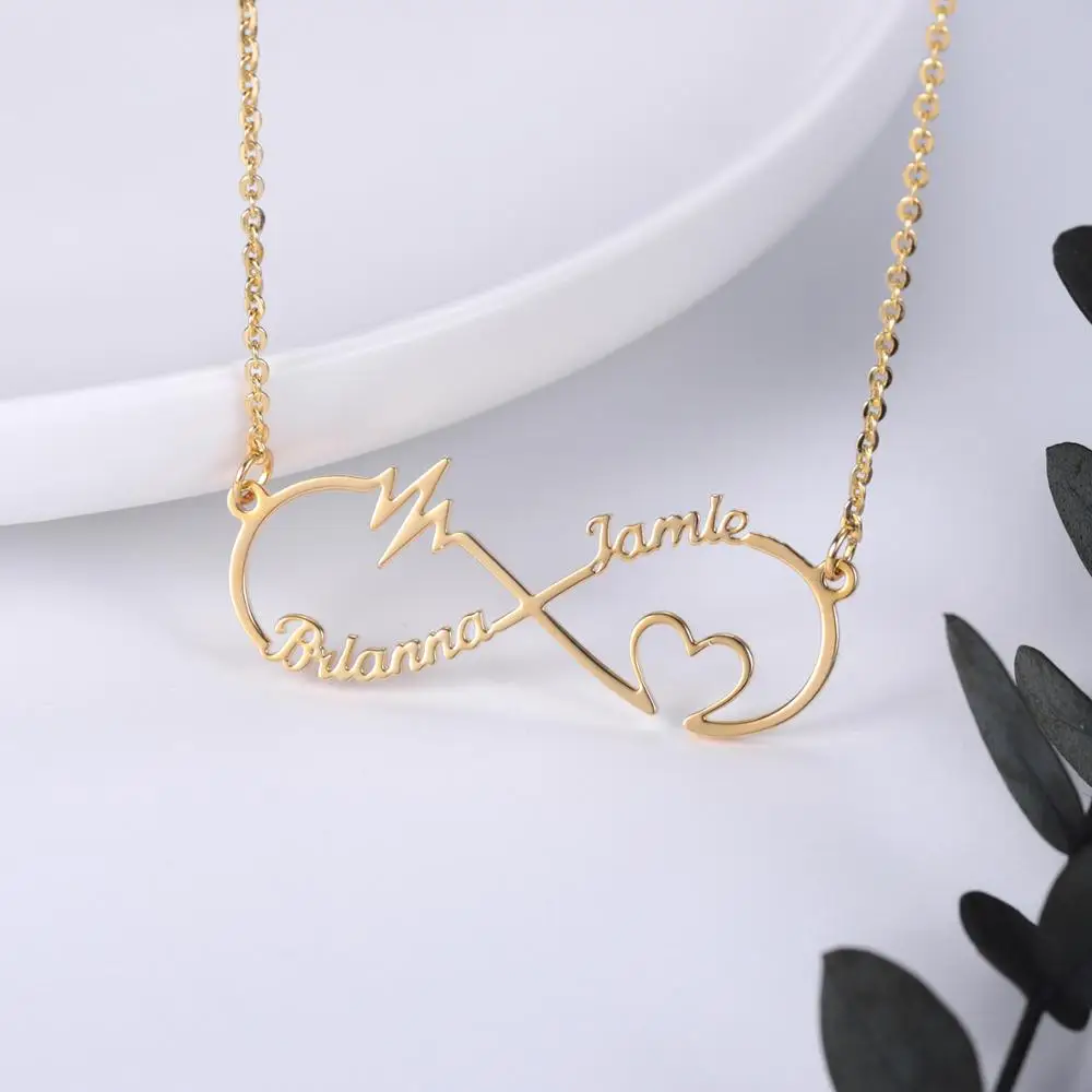 

Arabic Custom Name Necklace Infinity Stainless Steel Pendant Custom Couple Necklaces Choker Necklace Nameplate Gift Heartbeat