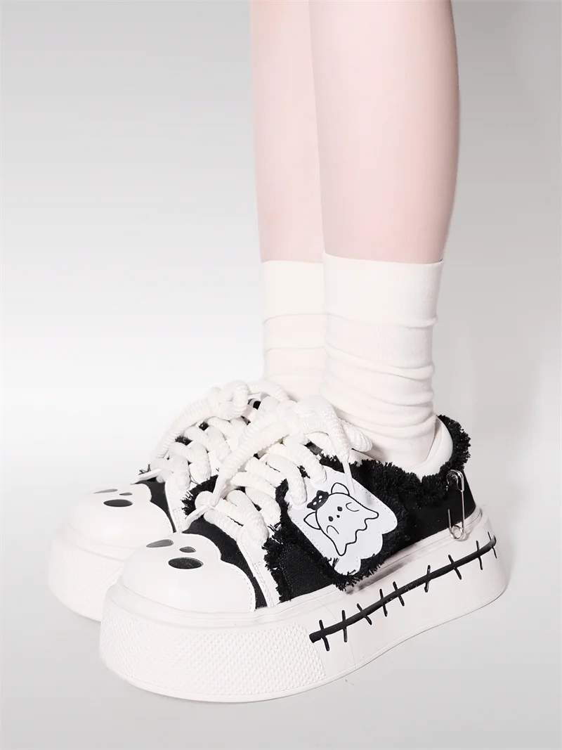 GURURU Original Y2K Subcultural Versatile Girls' Thick Sole Canvas Shoes Cos Ghost Lolita Casual Shoes