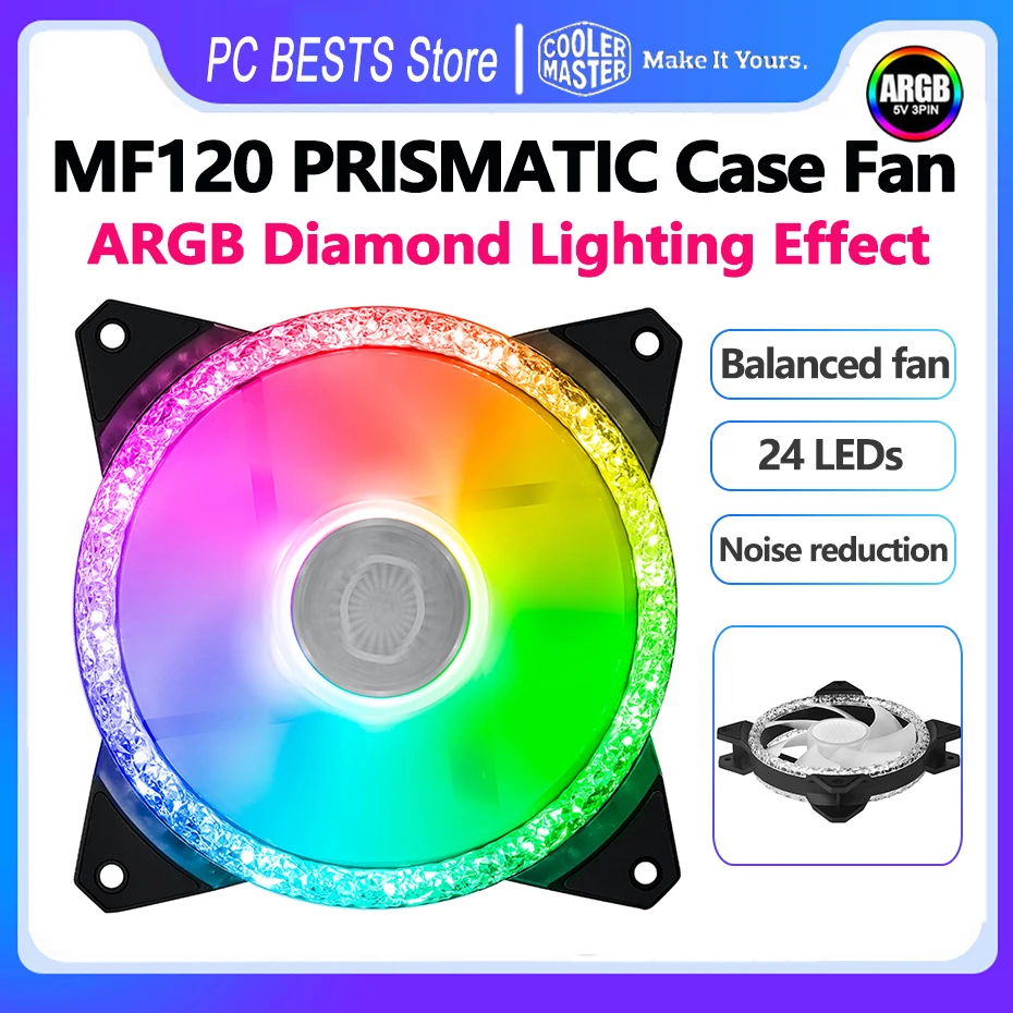 

Cooler Master MASTERFAN MF120 PRISMATIC ARGB Case Fan 5V 3pin PWM ARGB Computer 120mm Cpu Cooling Fans