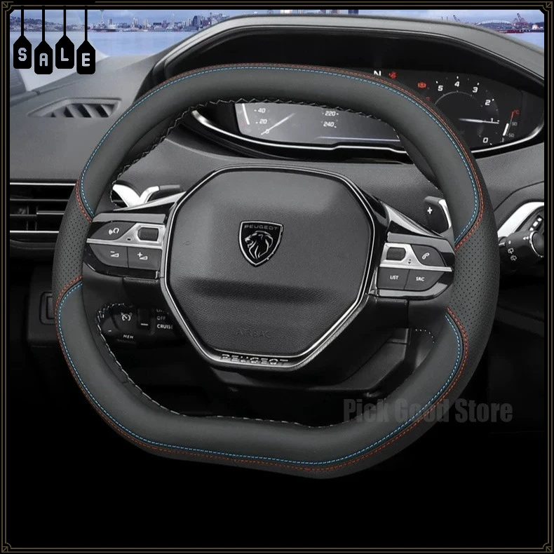 Leather Car Steering Wheel Cover For Peugeot 208 2008 308 3008 408 4008 508 5008 Sw Rifter 2022 2023 2024 2025 Car Accessories
