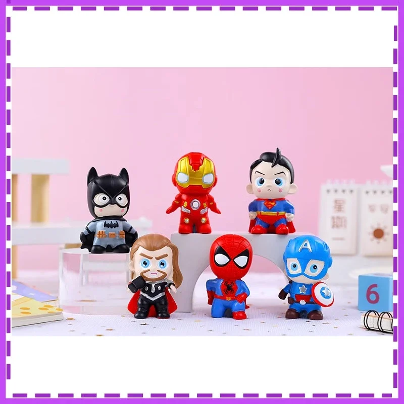 Anime Marvel's The Avengers Batman Spider-Man Q VERSION Christmas Gifts for Kids Genuine Action Figure Model Toys in Shelf