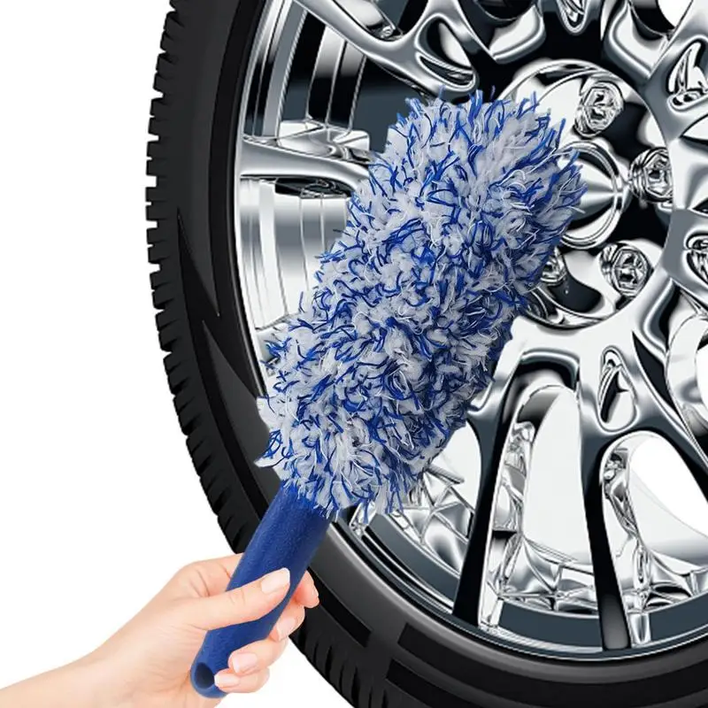 Car Wheel Brush Long Handle Auto Rims Cleaning Scrub Brushes Soft Plush Tire Scrubber Car Hubs Detailing Brush Car Maintenance